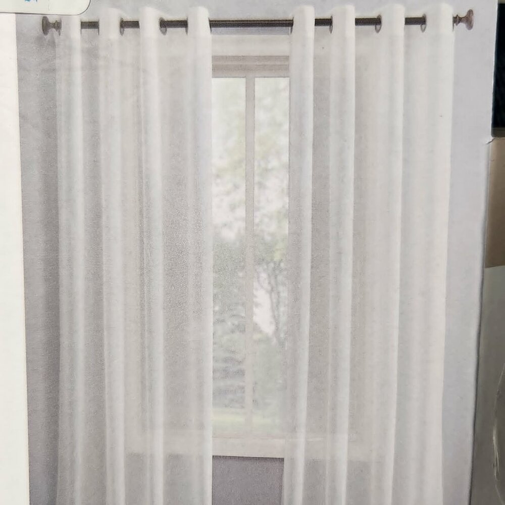 6 Erica grommet crinkle sheer curtain panels, NEW
